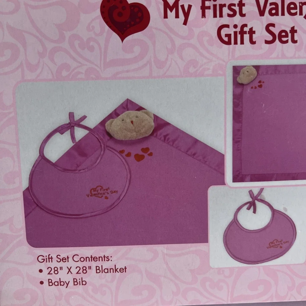 My‎ first valentine gift set baby pink blanket and bib